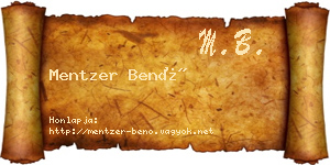 Mentzer Benő névjegykártya